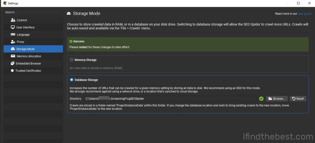 Database Storage or Memory Storage